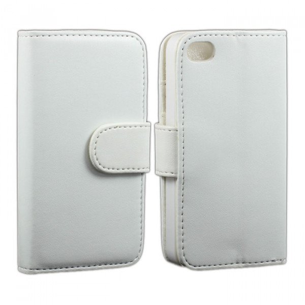 Wholesale iPhone 5 5S Simple Leather Wallet Case with Stand (White)